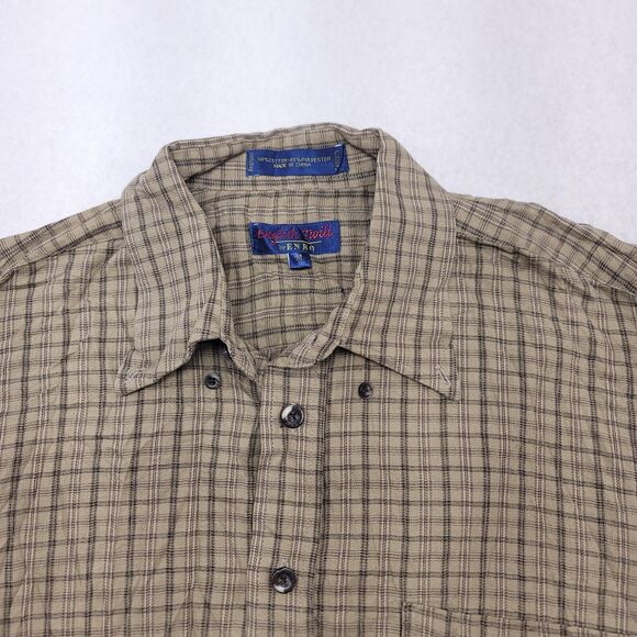 English Twill Windowpane Flannel Casual Button Up Shirt Mens Size Medium M Green - Picture 1 of 9